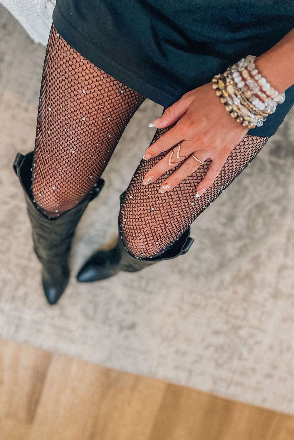 Rhinestone Fishnet Pantyhose