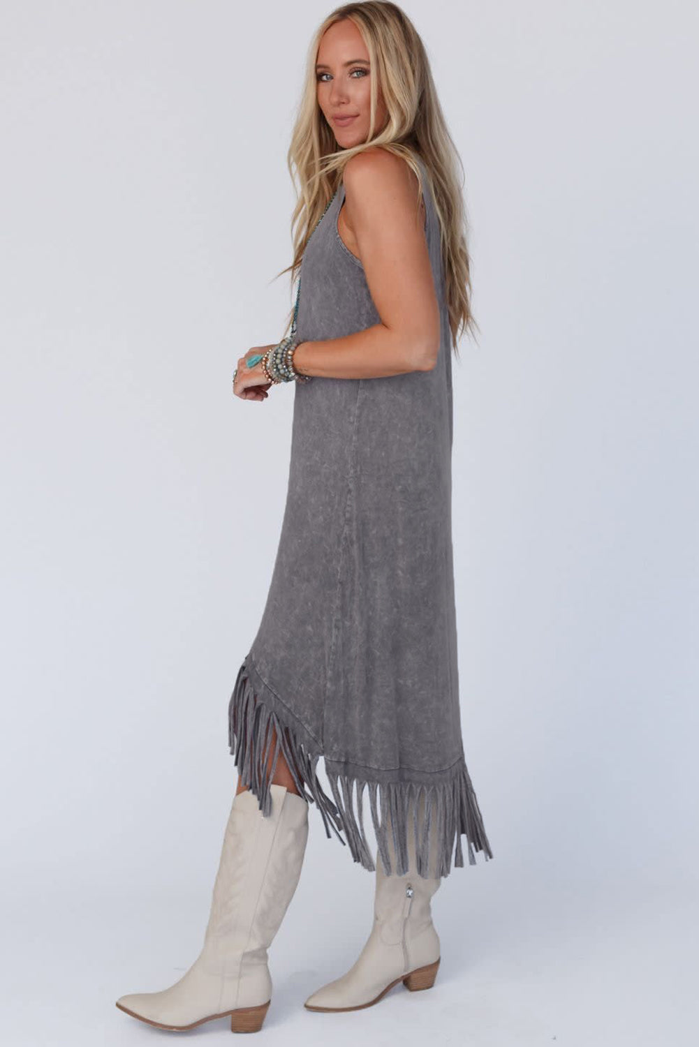 Always Have Fun Fringe High Low Dress