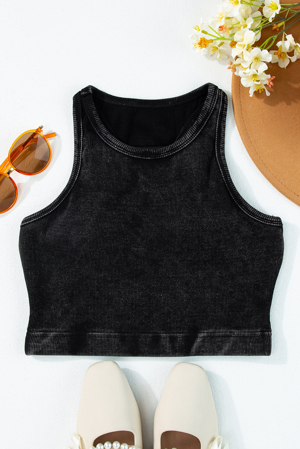 Just Perfect Mineral Wash Racerback Crop Top