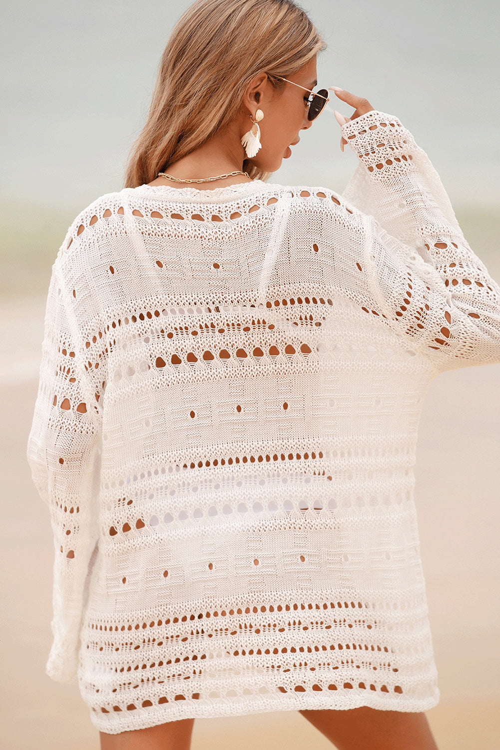 Summer Breeze Knitted Long Sleeve Cover Up