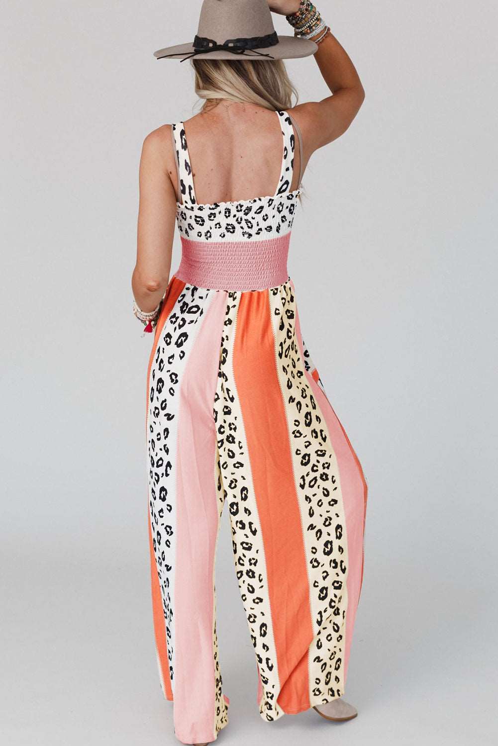 When Were Together Leopard Colorblock Jumpsuit