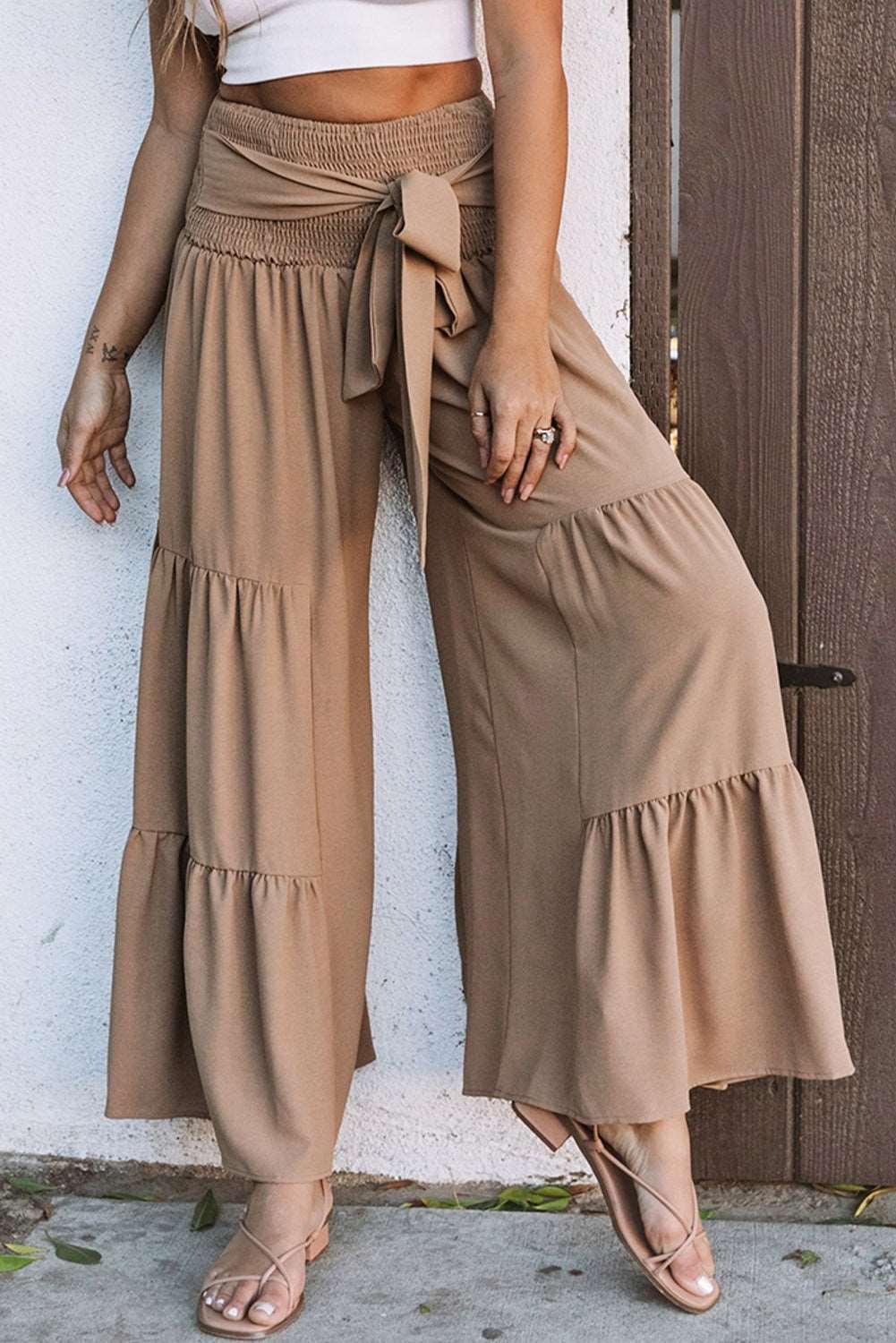 Island Vibes Smocked Waist Wide Leg Pants