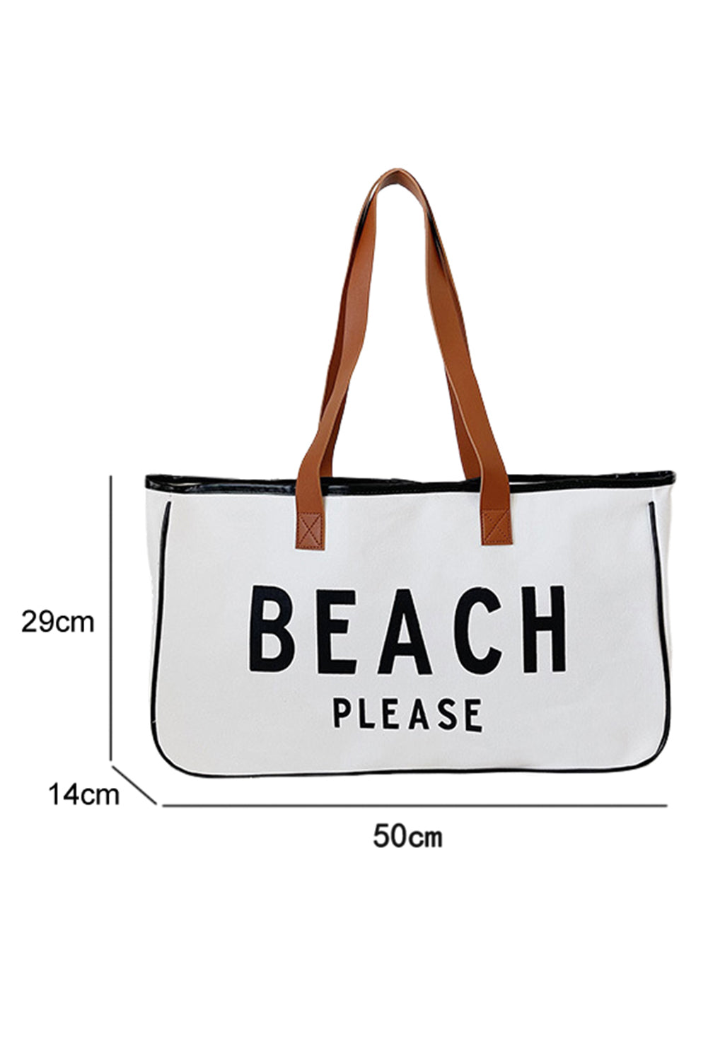 BEACH PLEASE Large Canvas Tote