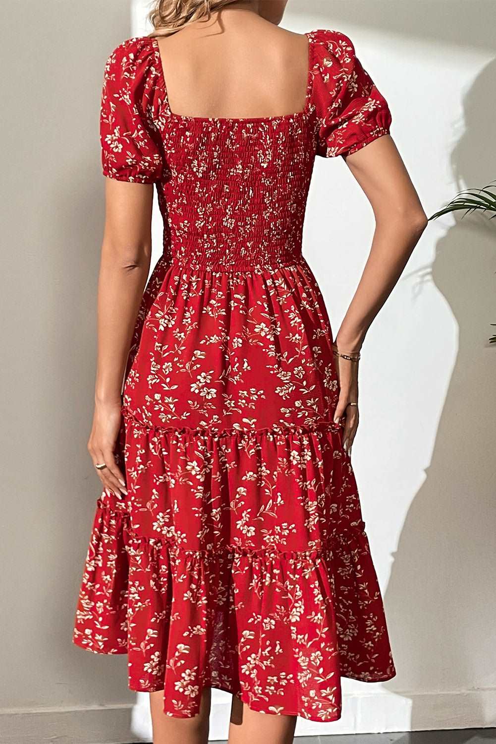 Worth Your While Red Tiered Midi Dress