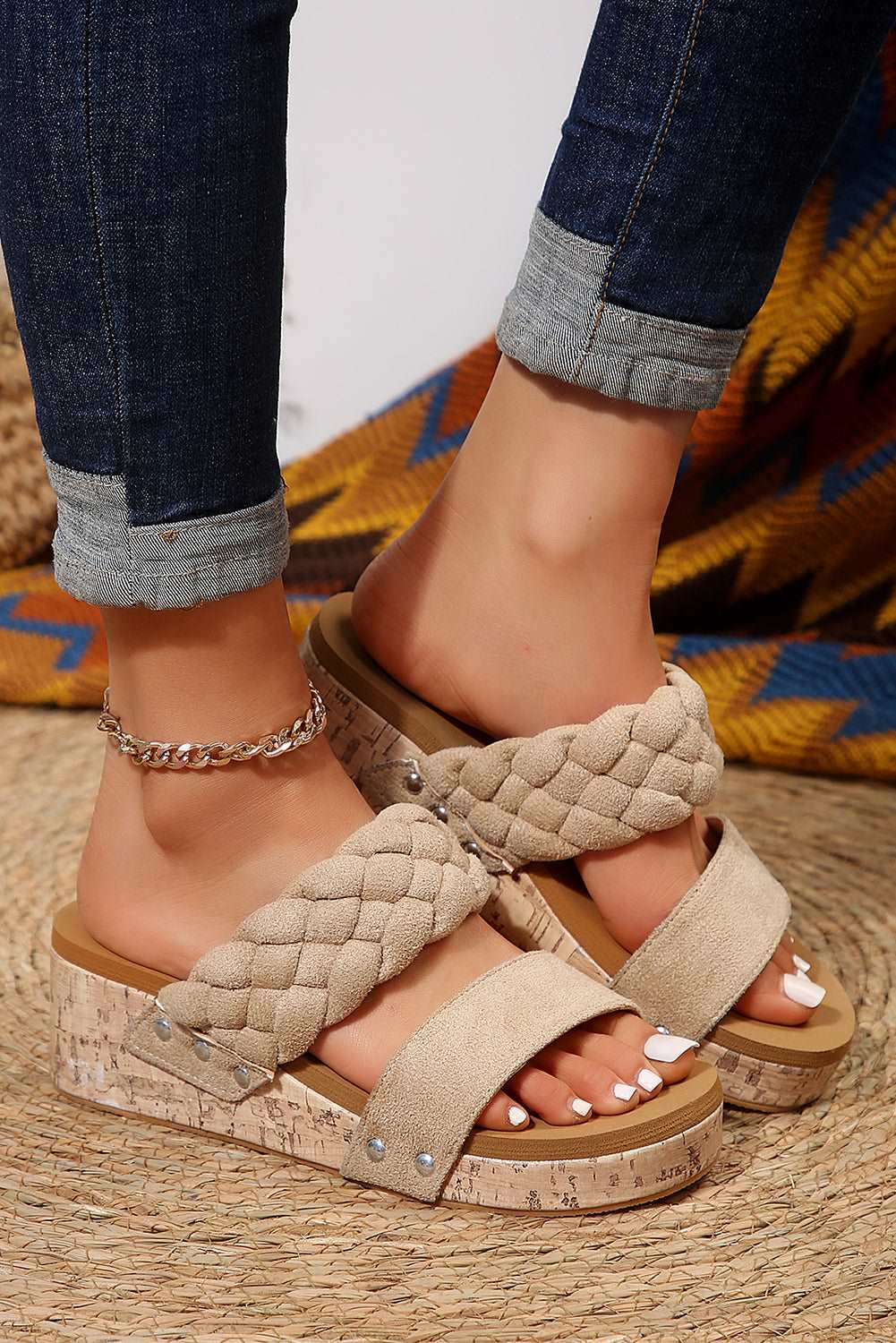 The Lydia Faux Leather Braided Sandals