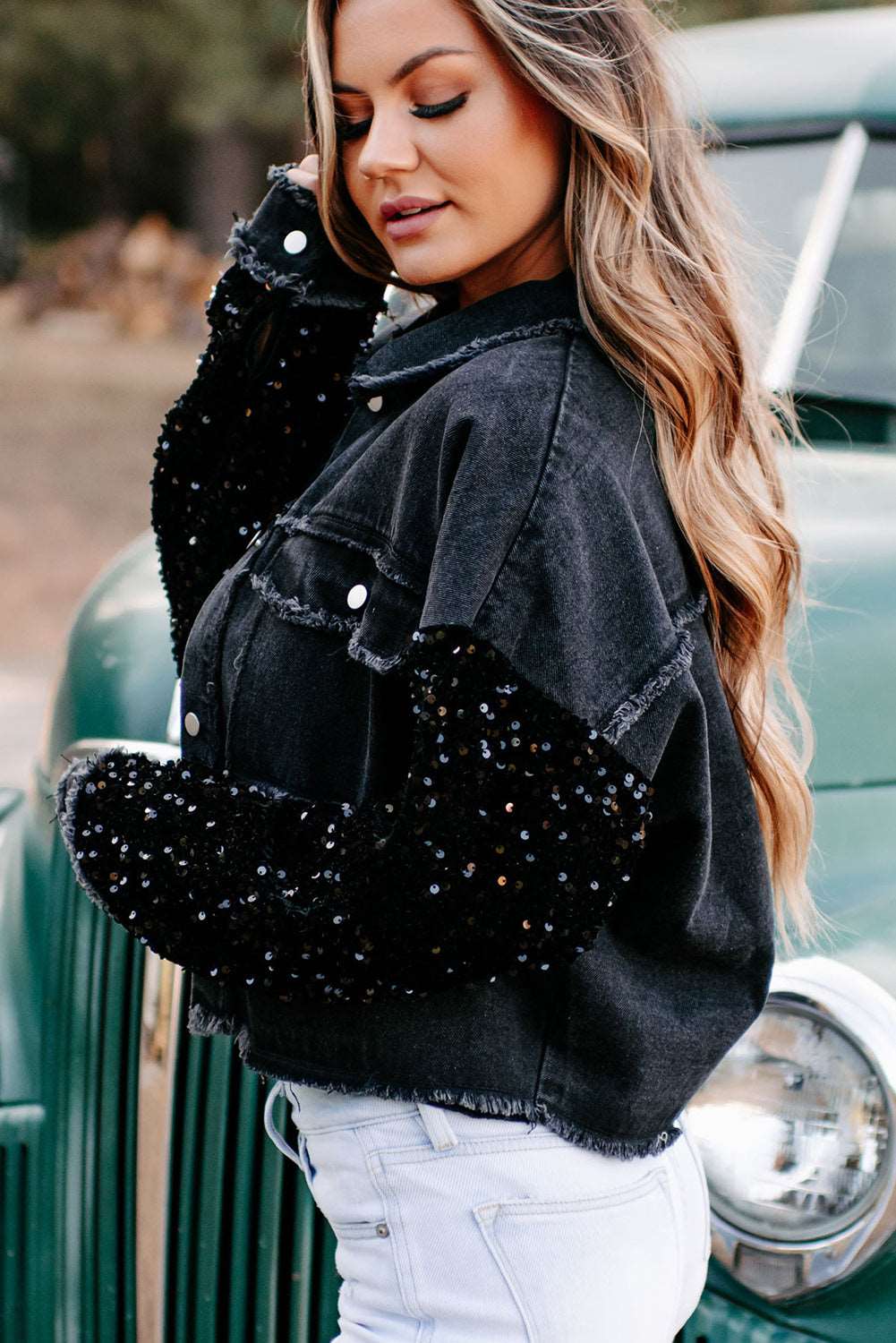 Black The Night Sequin Denim