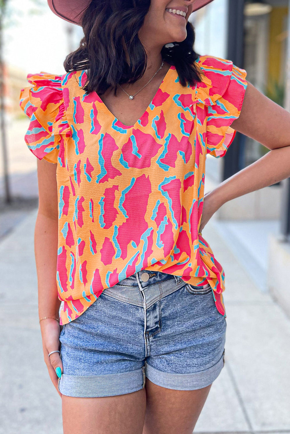 Its A Beautiful Day Ruffle Sleeve Blouse