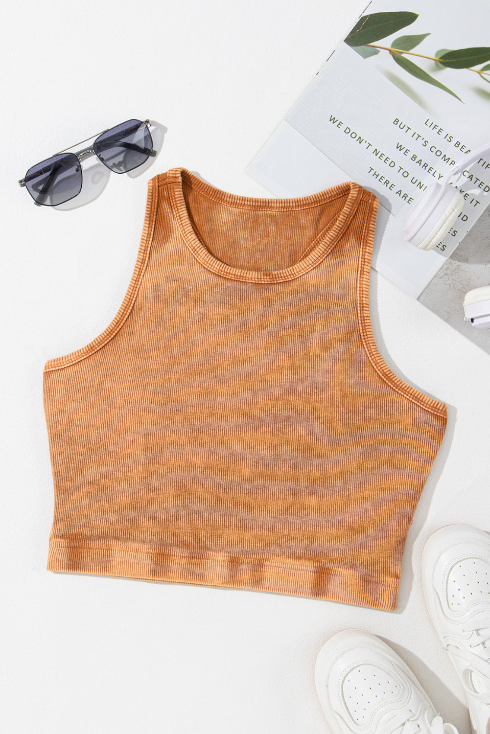 Just Perfect Mineral Wash Racerback Crop Top