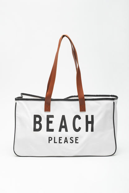 BEACH PLEASE Large Canvas Tote