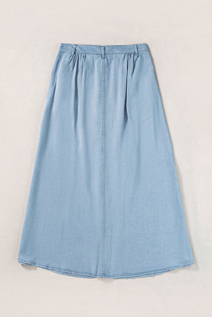 Hometown Girl Long Denim Skirt