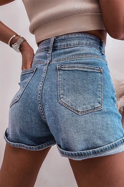 Stella Rhinestone Embellished Denim Shorts