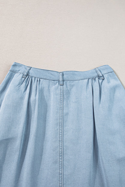 Hometown Girl Long Denim Skirt