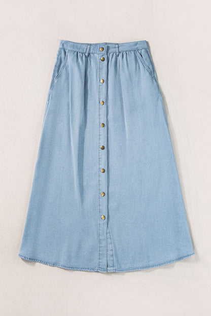 Hometown Girl Long Denim Skirt