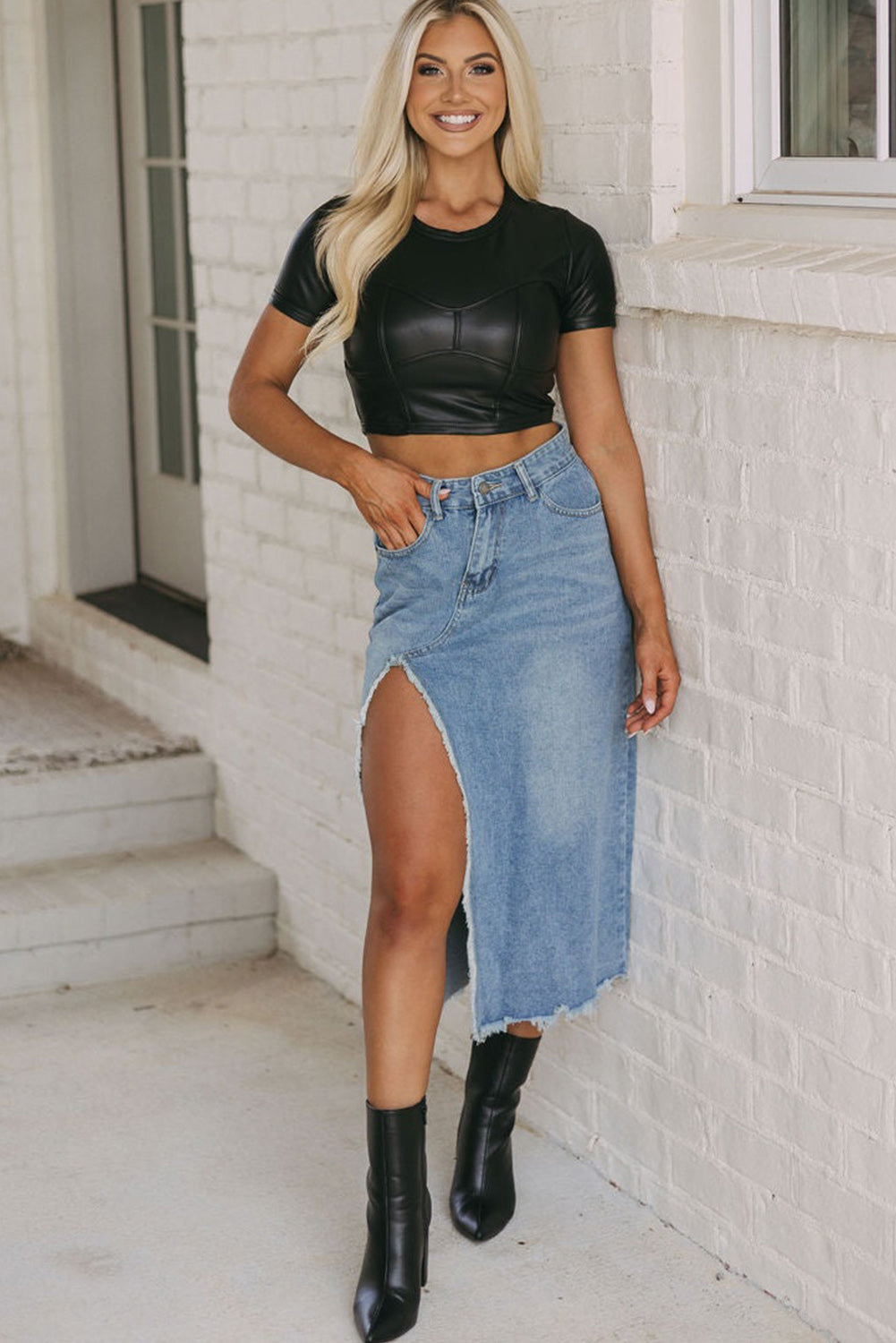 Babe In Denim Midi Skirt