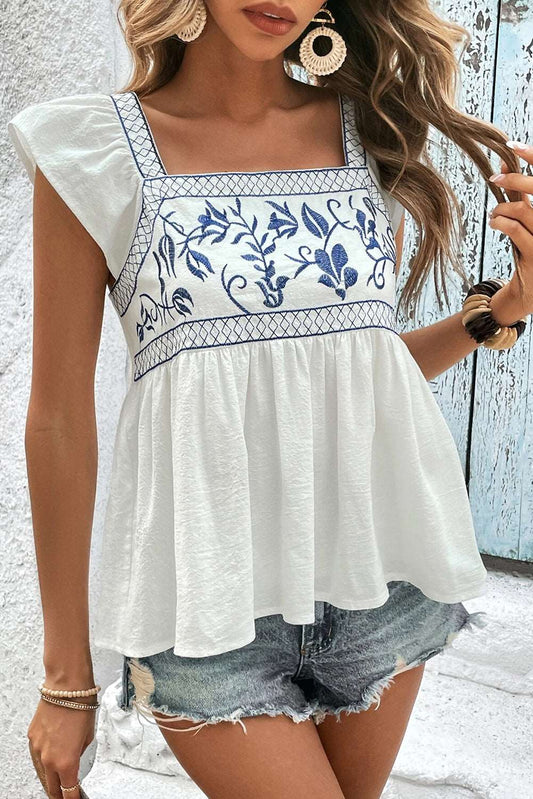 Sweet Days Embroidered Peplum Blouse