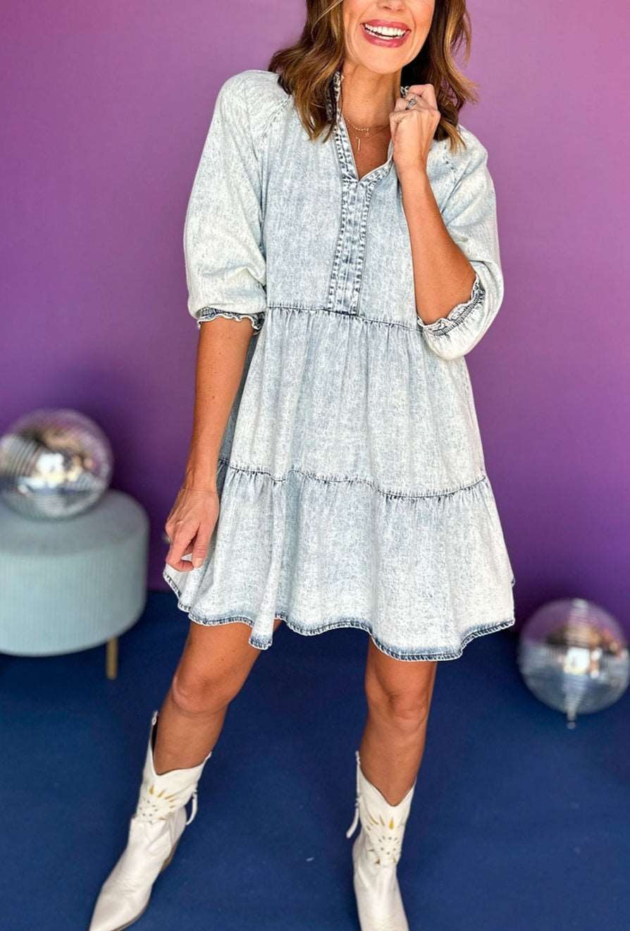 Dare To Dream Flared Denim Dress