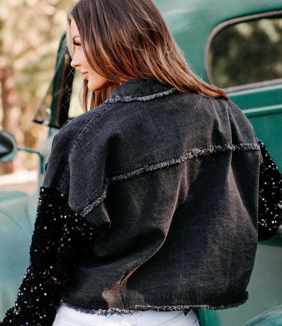 Black The Night Sequin Denim