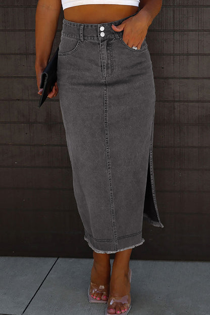 Be That Girl Side Slits Midi Denim Skirt