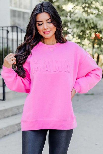 Embossed Mama Drop Shoulder Sweatshirt