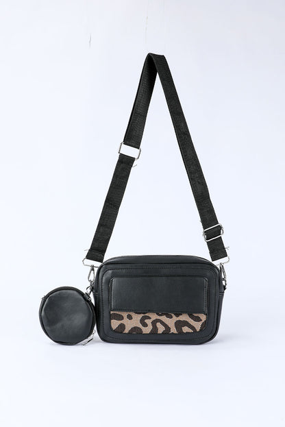 Black Leopard Crossbody Bag with Coin Purse