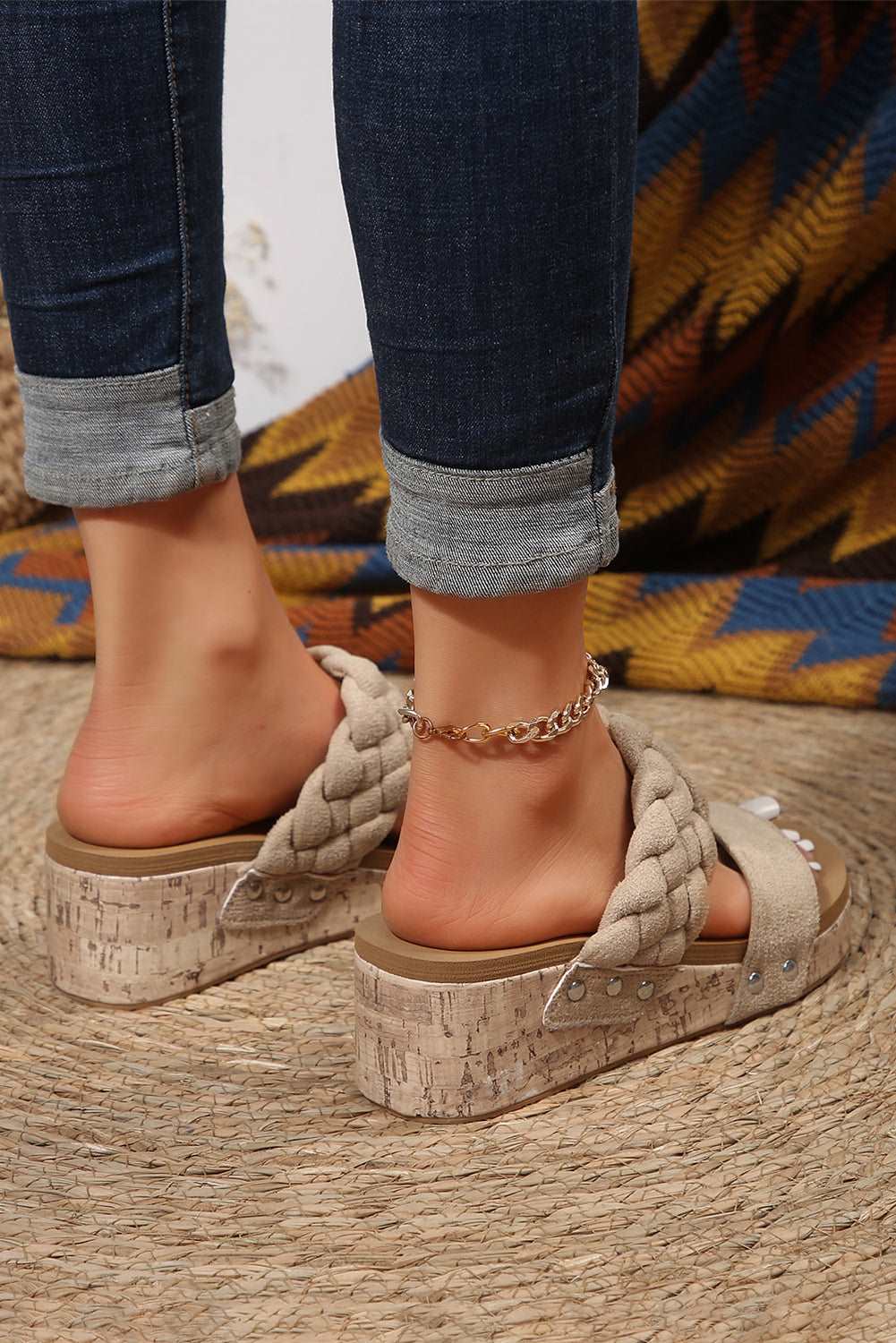 The Lydia Faux Leather Braided Sandals